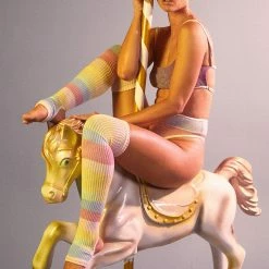 Rolling Thigh High Leg Warmers With Stirrups - Pony Striped (2 Sizes) Accessories