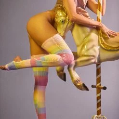 Rolling Thigh High Leg Warmers With Stirrups - Pony Striped (2 Sizes) Accessories