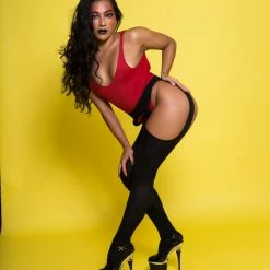 Rolling Peek-a-boo Tights - Black (3 Sizes Available)