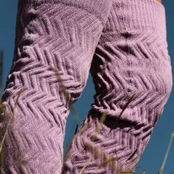 Rolling Cable Knit Thigh High Leg Warmers With Stirrups - Lavender Accessories