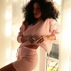 Rolling Garter Sweatshirt - Rosé