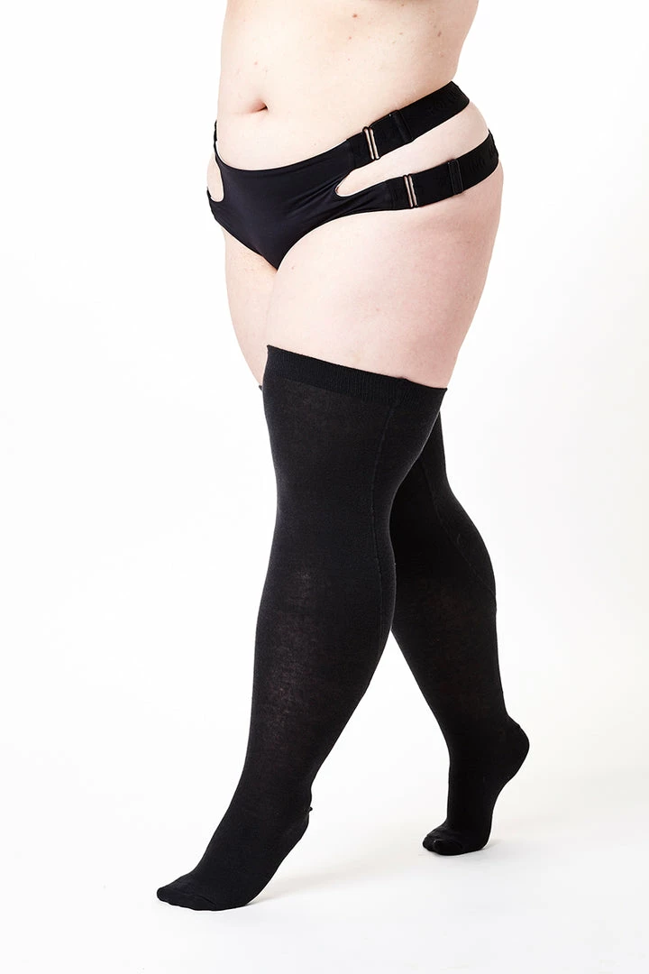 Rolling Over The Knee Socks - Black (3 Sizes Available) Accessories