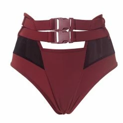 Hamade Activewear High Waisted Buckle Bottoms - Brick Red