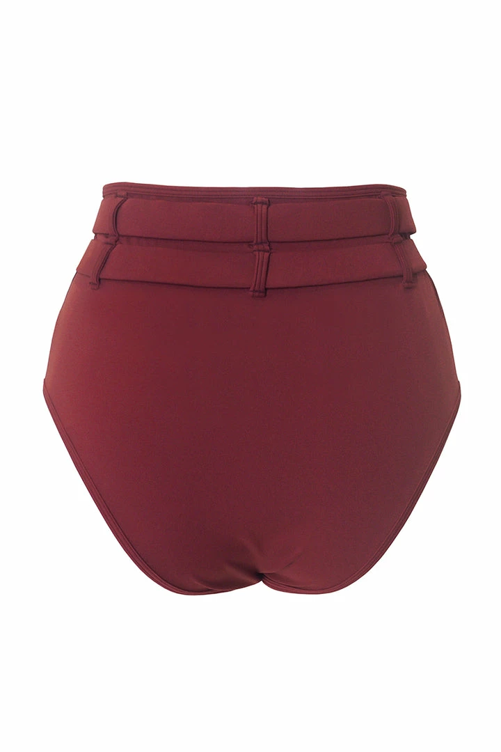 Hamade Activewear High Waisted Buckle Bottoms - Brick Red