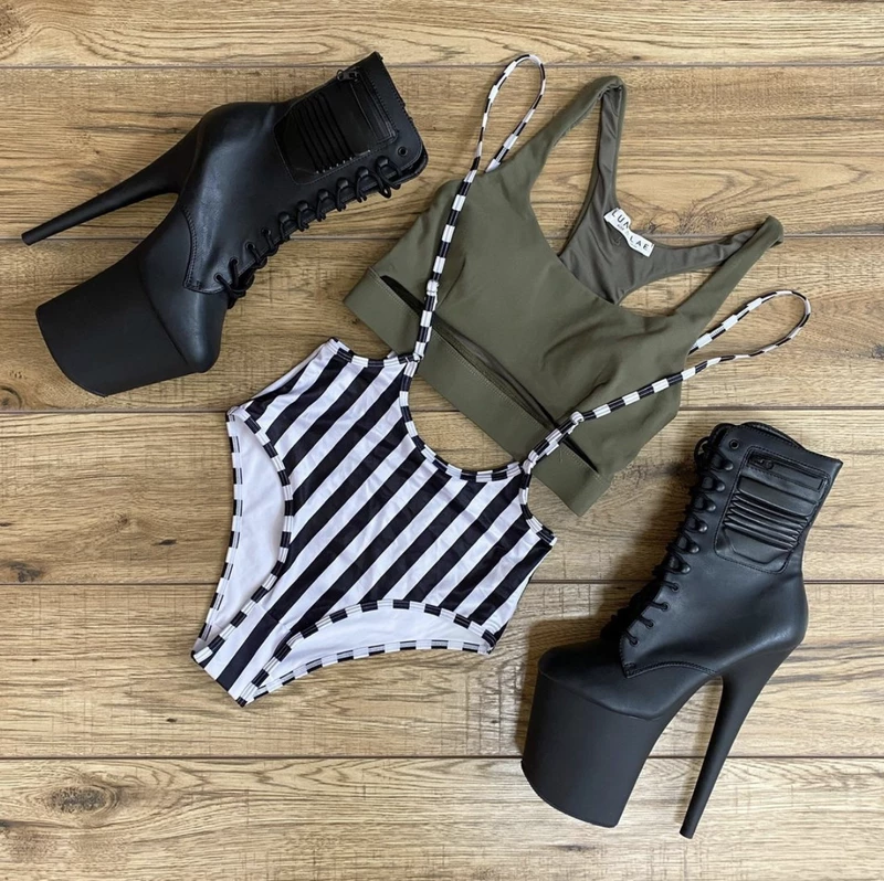 Pleaser USA Flamingo-1020PK 8inch Pleaser Biker Style Boots - Matte Black Shoes