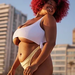 All Pole Wear Rolling Malandra Bodysuit - Ribbed White/Yellow