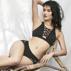 Lunalae Low Waist Cross Section Shorts - Black All Pole Wear