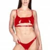 All Pole Wear Naughty Thoughts Sinner Vinyl Underboob Top - Red