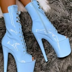 Hella Heels LipKit Open Toe 8inch Boots - Sky High Shoes
