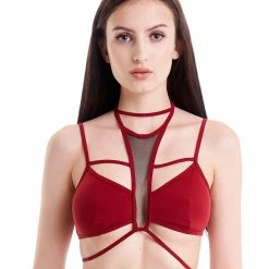 Hamade Activewear Strappy Halter Neck Top - Brick Red All Pole Wear