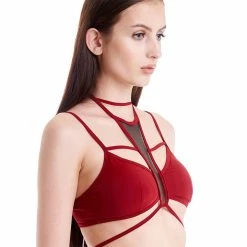 Hamade Activewear Strappy Halter Neck Top - Brick Red All Pole Wear