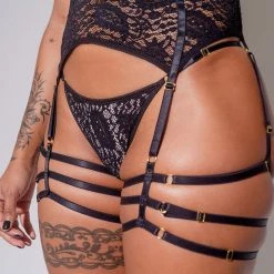 Accessories Sorte Temptation Garter Belt - Black Lace