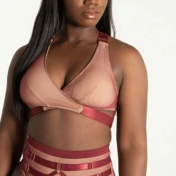 Tatiana Activewear Yuki Top - Burgundy Mesh New In