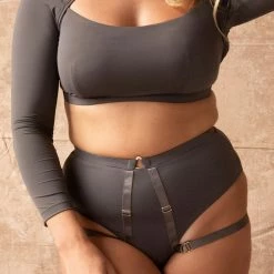 All Pole Wear Tatiana Activewear Esme Top - Charcoal