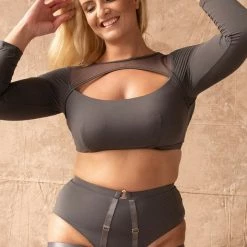 All Pole Wear Tatiana Activewear Esme Top - Charcoal