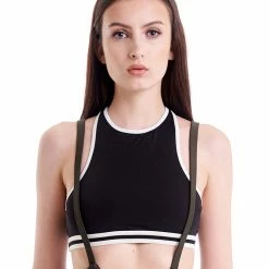 Hamade Activewear T-Back Sports Top - Black/White