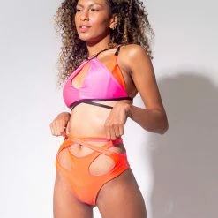 Sorte Wild Cheeky Shorts - Reversible Neon Pink/Orange All Pole Wear