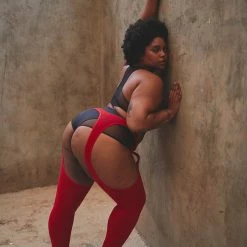 Rolling Peek-a-boo Tights - Red (3 Sizes Available)