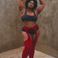 Rolling Peek-a-boo Tights - Red (3 Sizes Available)