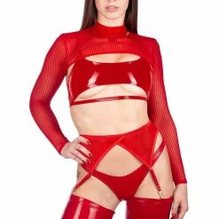 Naughty Thoughts XXX Rated See Through Garter Belt - Red