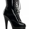 Pleaser USA Adore-1020 7inch Pleaser Boots - Patent Black Shoes