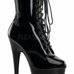 Pleaser USA Adore-1020 7inch Pleaser Boots - Patent Black Shoes