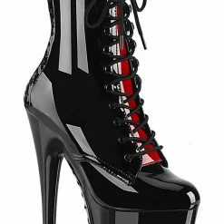 Pleaser USA Adore-1020FH 7inch Pleaser Boots - Black/Red Corset