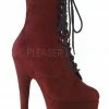Pleaser USA Adore-1020FS Faux Suede 7Inch Pleaser Boots - Burgundy
