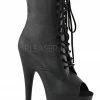 Pleaser USA Adore-1021 7inch Pleaser Peep Toe Boots - Matte Black Shoes