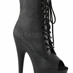 Pleaser USA Adore-1021 7inch Pleaser Peep Toe Boots - Matte Black Shoes