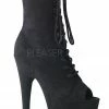 Shoes Pleaser USA Adore-1021FS Faux Suede 7inch Pleaser Peep Toe Boots - Black