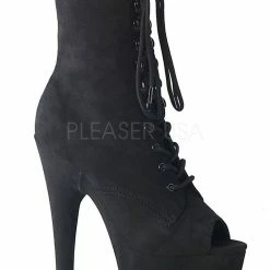 Shoes Pleaser USA Adore-1021FS Faux Suede 7inch Pleaser Peep Toe Boots - Black