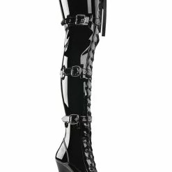 Shoes Pleaser USA Adore-3028 7inch Thigh High Pleaser Boots - Patent Black