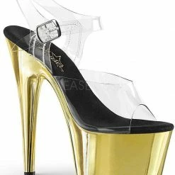 Shoes Pleaser USA Adore-708 Chrome 7inch Pleasers - Gold