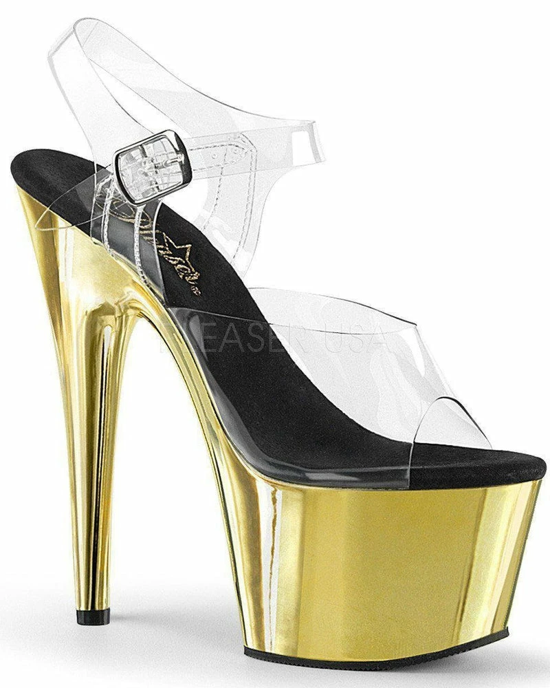 Shoes Pleaser USA Adore-708 Chrome 7inch Pleasers - Gold