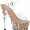 Pleaser USA Adore-708G Glitter Filled 7inch Pleasers - Rose Gold Shoes