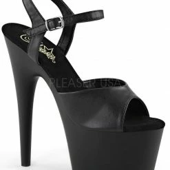 Pleaser USA Adore-709 Faux Leather 7inch Pleasers - Matte Black Shoes