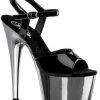 Pleaser USA Adore-709 7inch Pleasers - Patent Black/Chrome Shoes