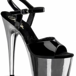 Pleaser USA Adore-709 7inch Pleasers - Patent Black/Chrome Shoes