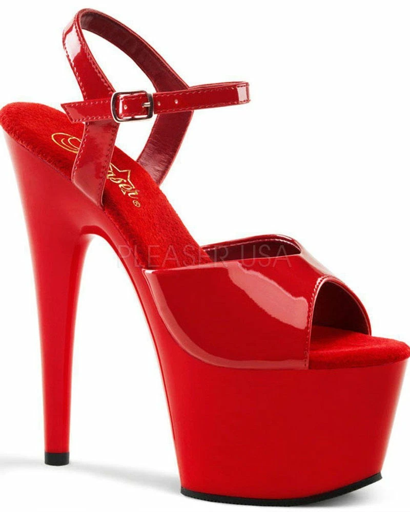 Pleaser USA Adore-709 7inch Pleasers - Patent Red Shoes