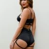 Most Loved Lunalae Lure You High Waisted Garter Shorts - Black