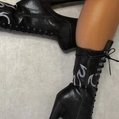 Shoes Hella Heels HellGirl Front Lace 7inch Boots - Black/Glow