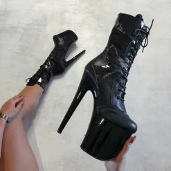 Hella Heels EmpireKicks 8inch Boots - Black Marble
