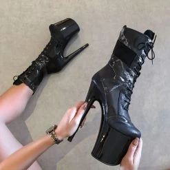 Hella Heels EmpireKicks 8inch Boots - Black Marble