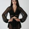 REV ACTIV Mesh Wrap Blouse - Black