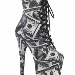 Pleaser USA Flamingo-1020DP 8inch Pleaser Boots - Money Print