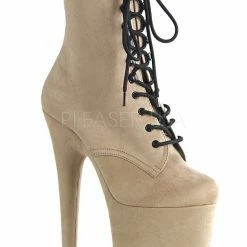 Shoes Pleaser USA Flamingo-1020FS Faux Suede 8inch Pleaser Boots - Beige