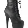 Pleaser USA Flamingo-1020PK 8inch Pleaser Biker Style Boots - Matte Black Shoes