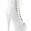 Pleaser USA Flamingo-1021 8inch Pleaser Peep Toe Boots - Patent White