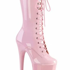 Pleaser USA Flamingo-1050 8inch Pleaser Boots - Patent Baby Pink